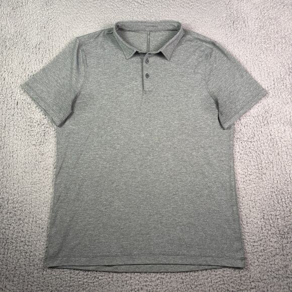 Lululemon Evolution Polo Shirt Mens L Gray Short Sleeve Golf Soft Stretch - Picture 2 of 9